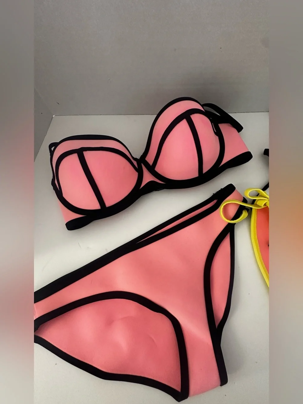 Assorted Triangl swimwear Pink and Neon Yellow Colorblock Bikini Set